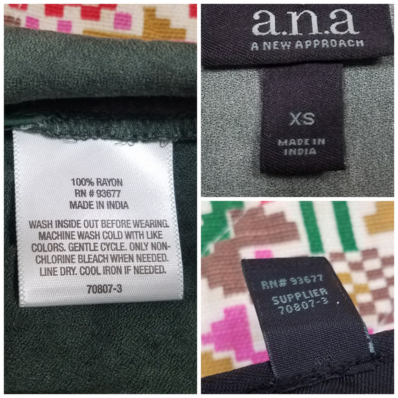 a.n.a. Olive Green Hi-lo Peplum Long Sleeve hi-lo style Blouse shirt top size XS - Picture 6 of 8